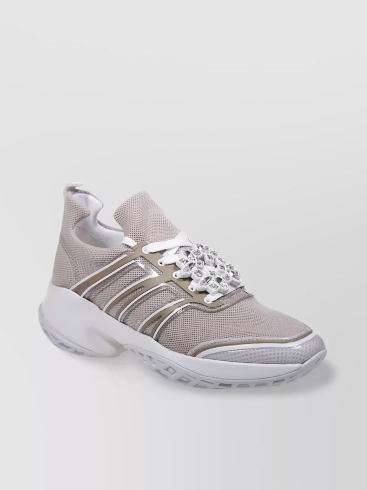 Roger Vivier Crystal Embellished Mesh Lace-Up Sneaker