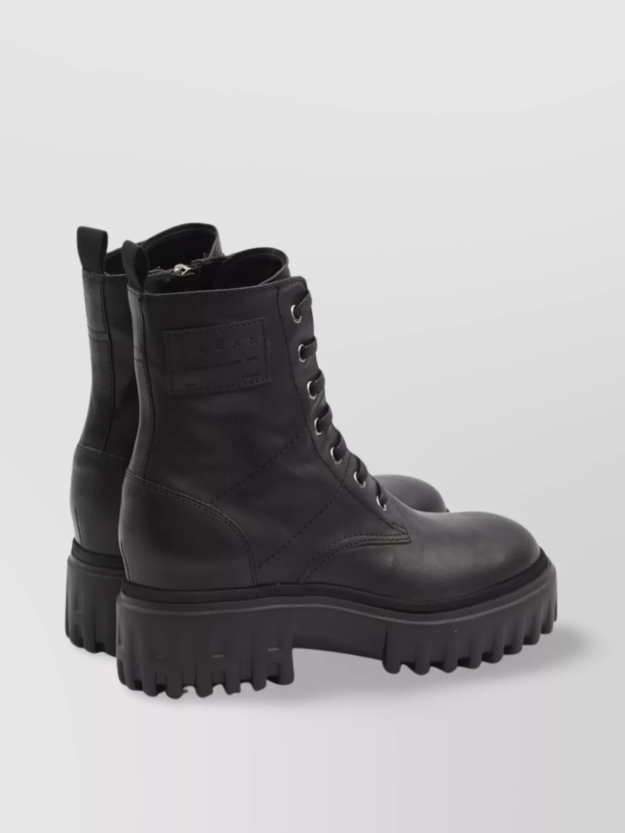 Hogan Smooth Leather Combat Boots