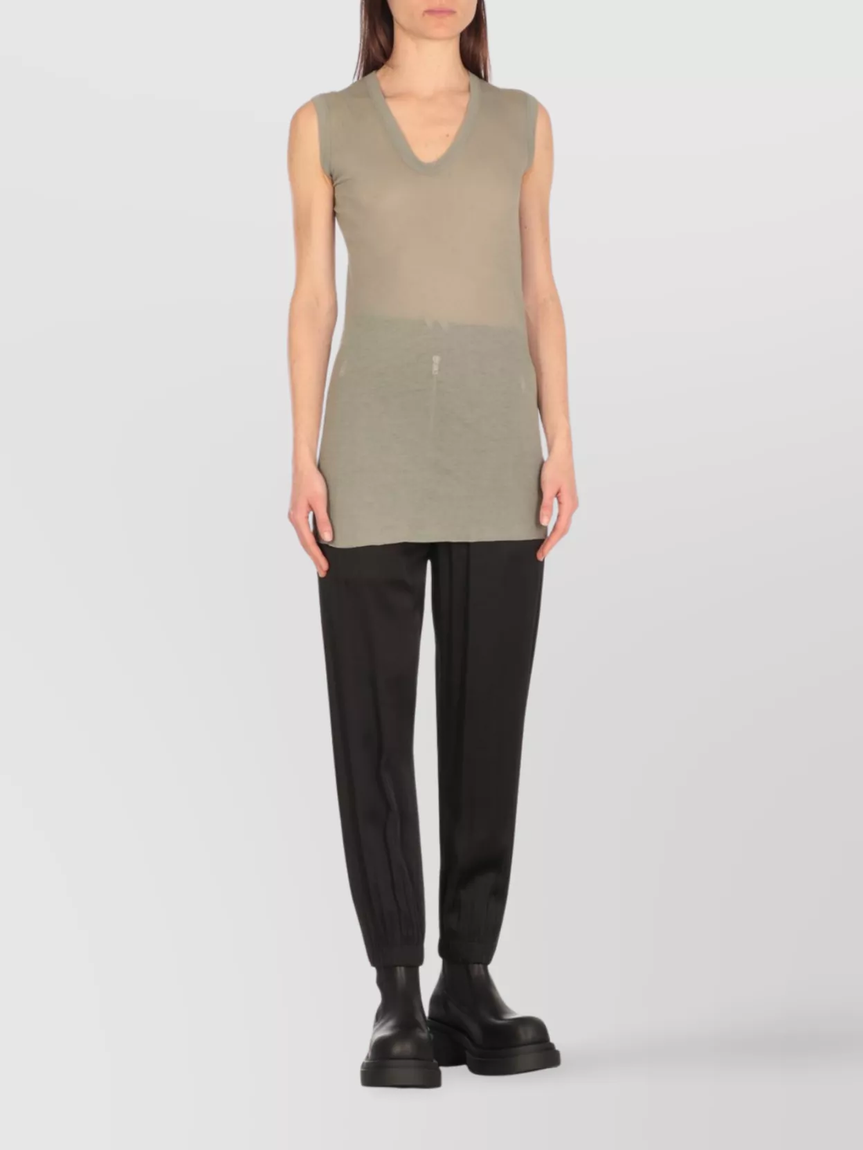 Rick Owens Cotton V-Neck Sleeveless Top