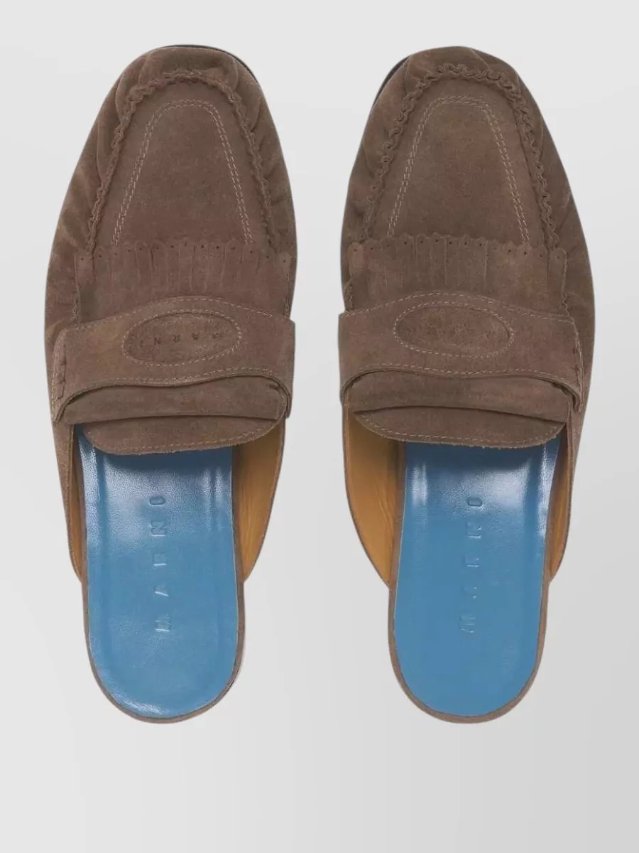 Marni Leather Fringed Clogs