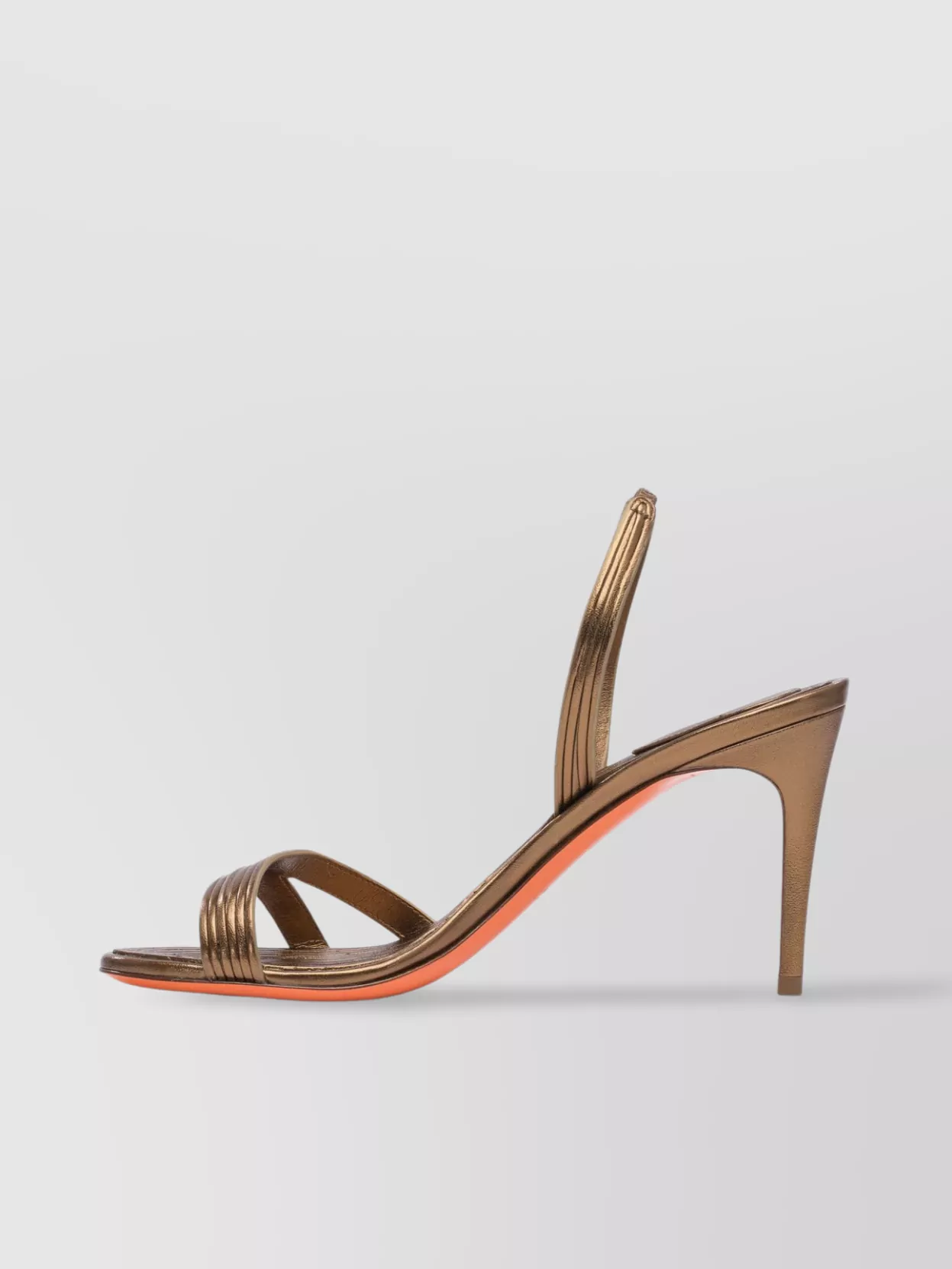 Santoni Shiny Sandals With Open Toe And Textured Sole