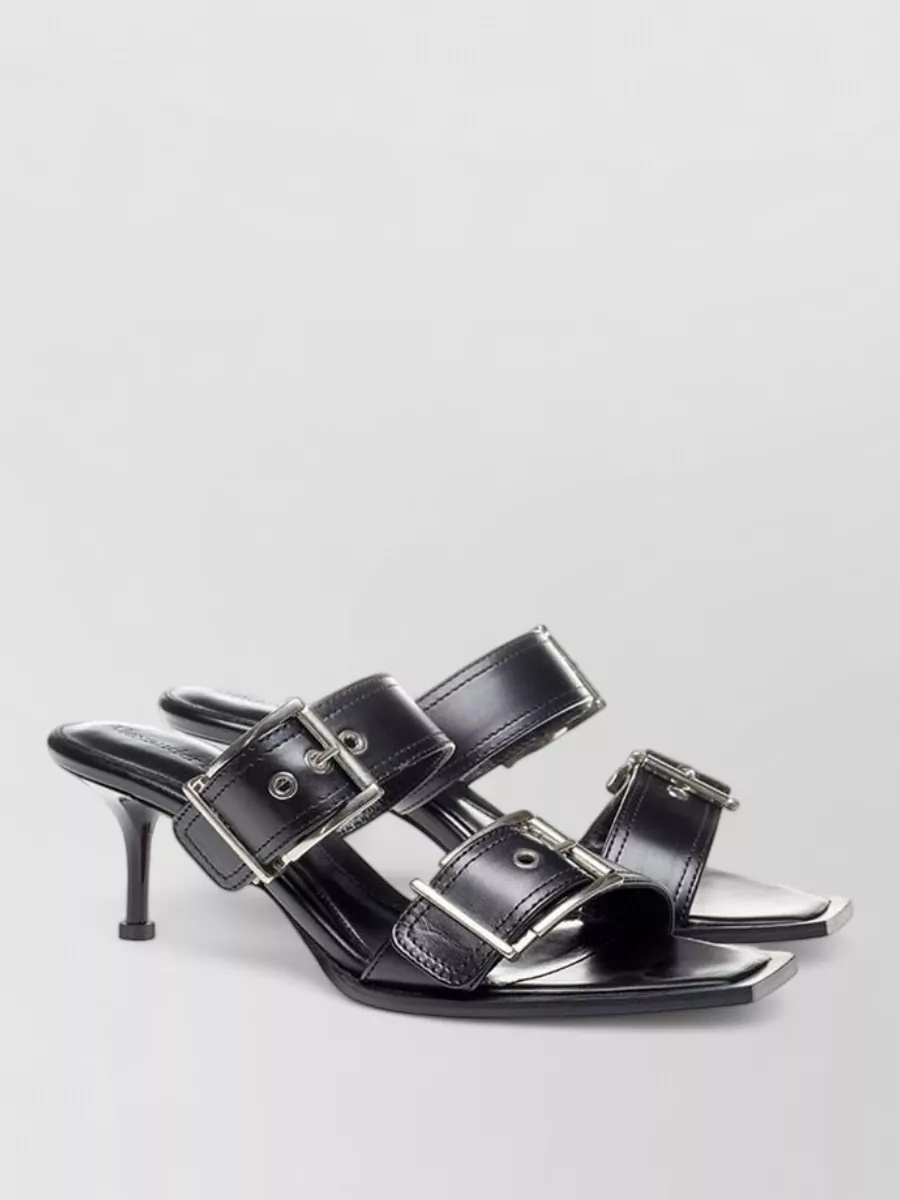 Alexander McQueen leather double buckle mules