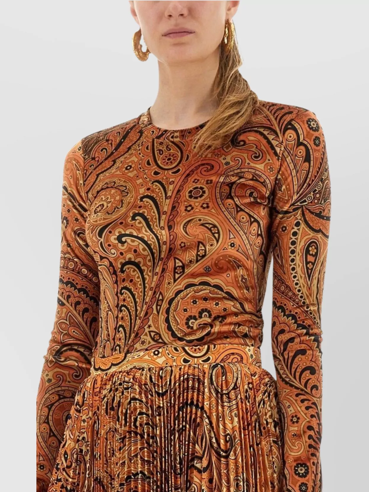 Etro Fitted Paisley Pattern Pleated Midi Top