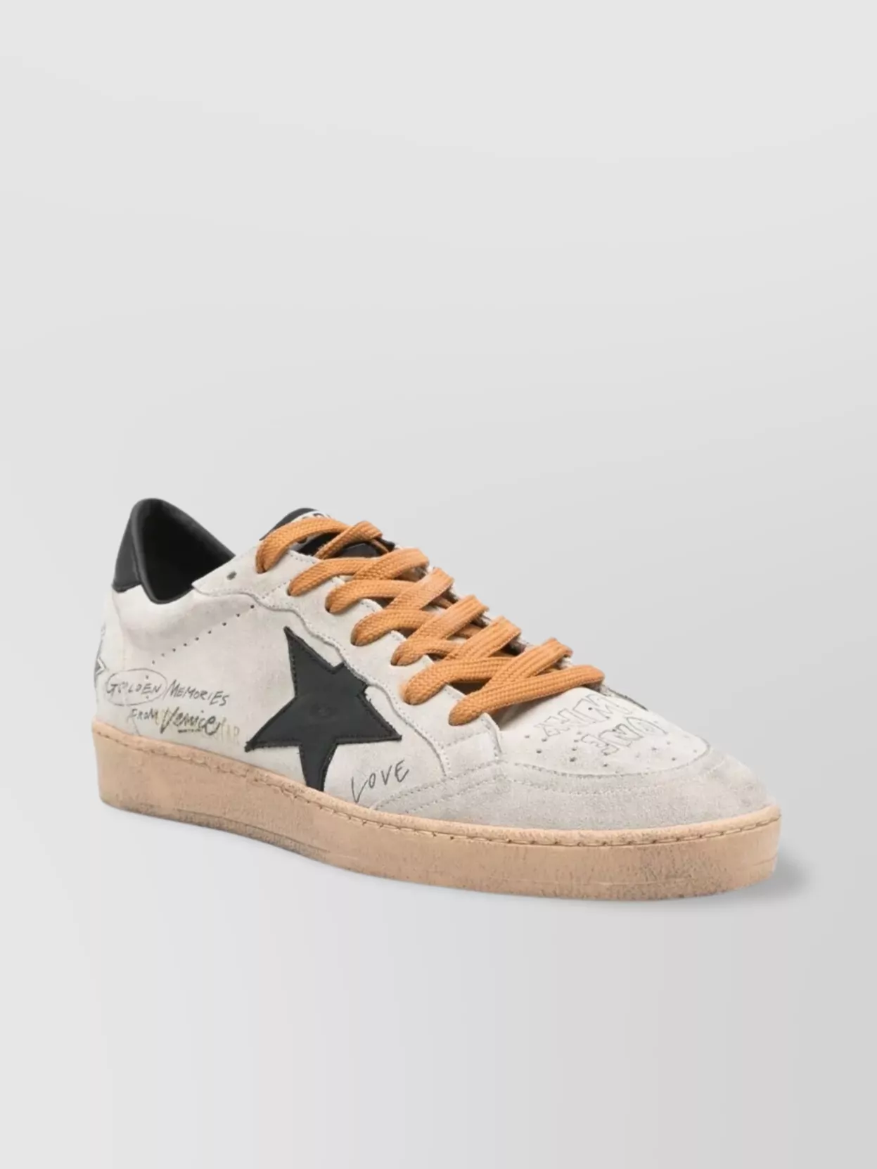 Golden Goose Suede Star Patch Flat Sole Sneakers In Gray