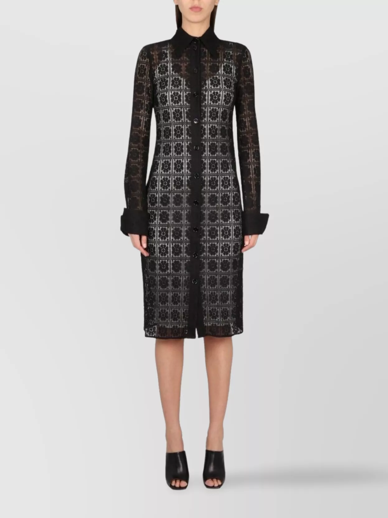 Max Mara cotton shirt collar knee-length dress