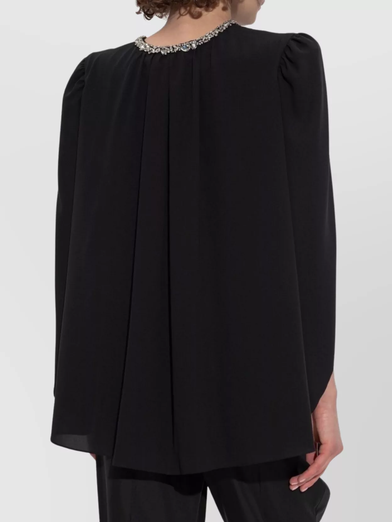 Alexander Mcqueen Draped Cape Sleeves Embellished Neckline Blazer