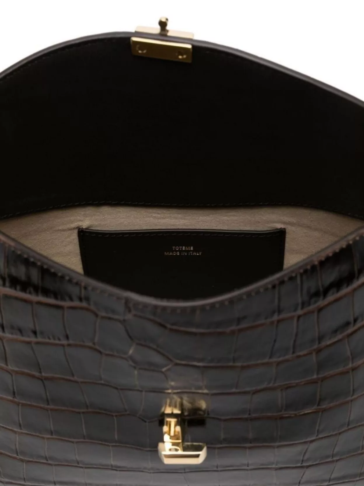 Totême Crocodile Effect Leather Top Handle Clutch