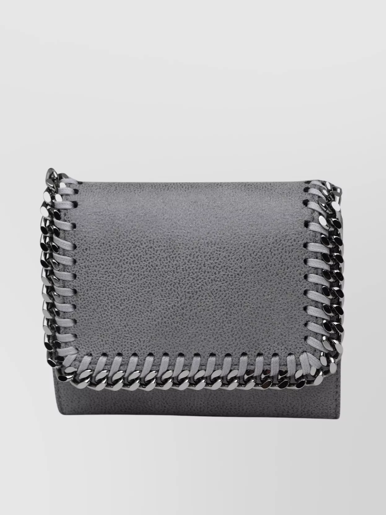 Stella Mccartney Chain Detail Fold-over Top Textured Finish In Gray
