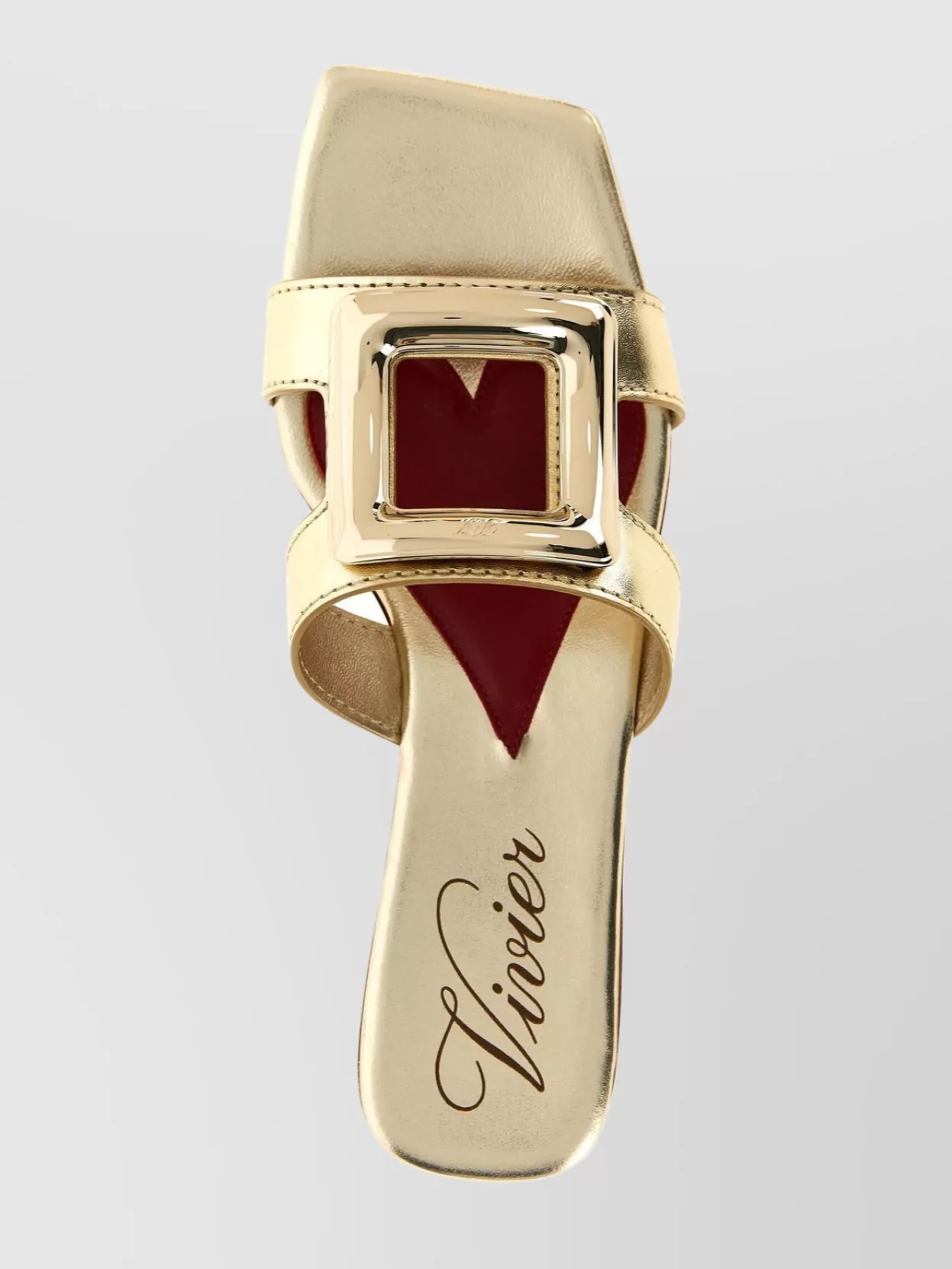 Shop Roger Vivier Square Buckle Flat Sole Sandals