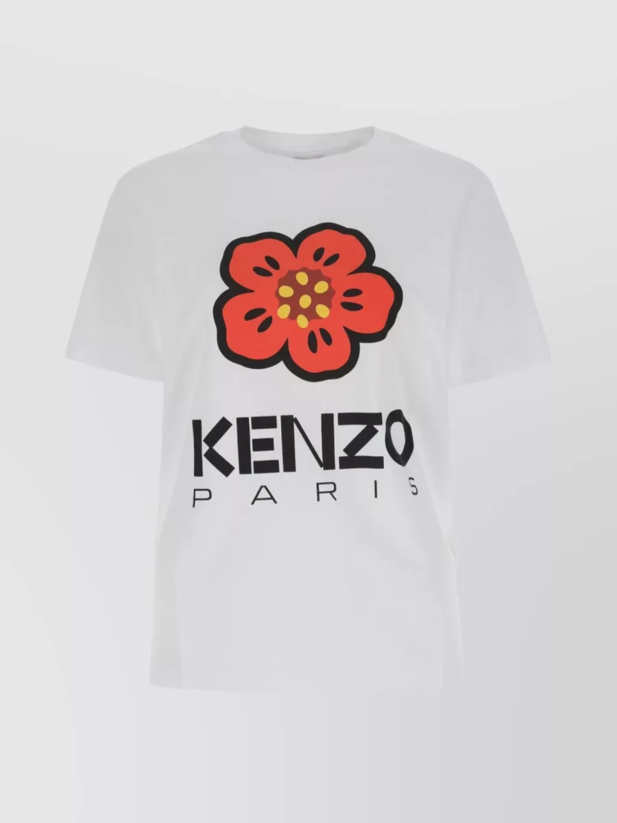 Shop Kenzo Cotton Crew-neck T-shirt With Boke Flower Print In Red