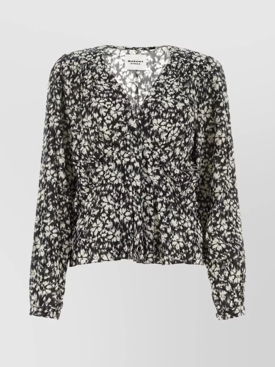 Shop Isabel Marant Étoile Floral Print Viscose Eddy Shirt In Grey