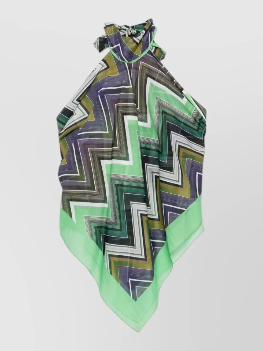 Missoni Zigzag-print halterneck sleeveless beach cover-up