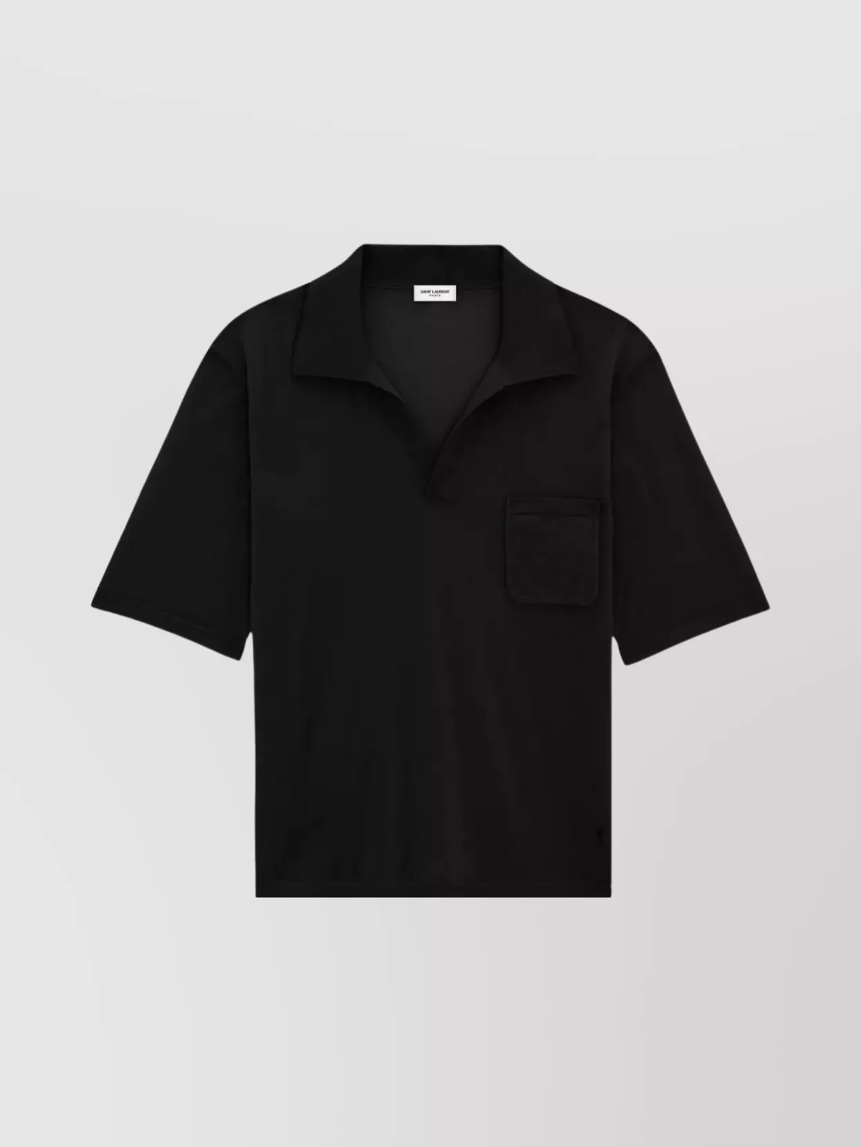 Shop Saint Laurent V-neck Polo Shirt With Short Sleeves And Chest Pocket