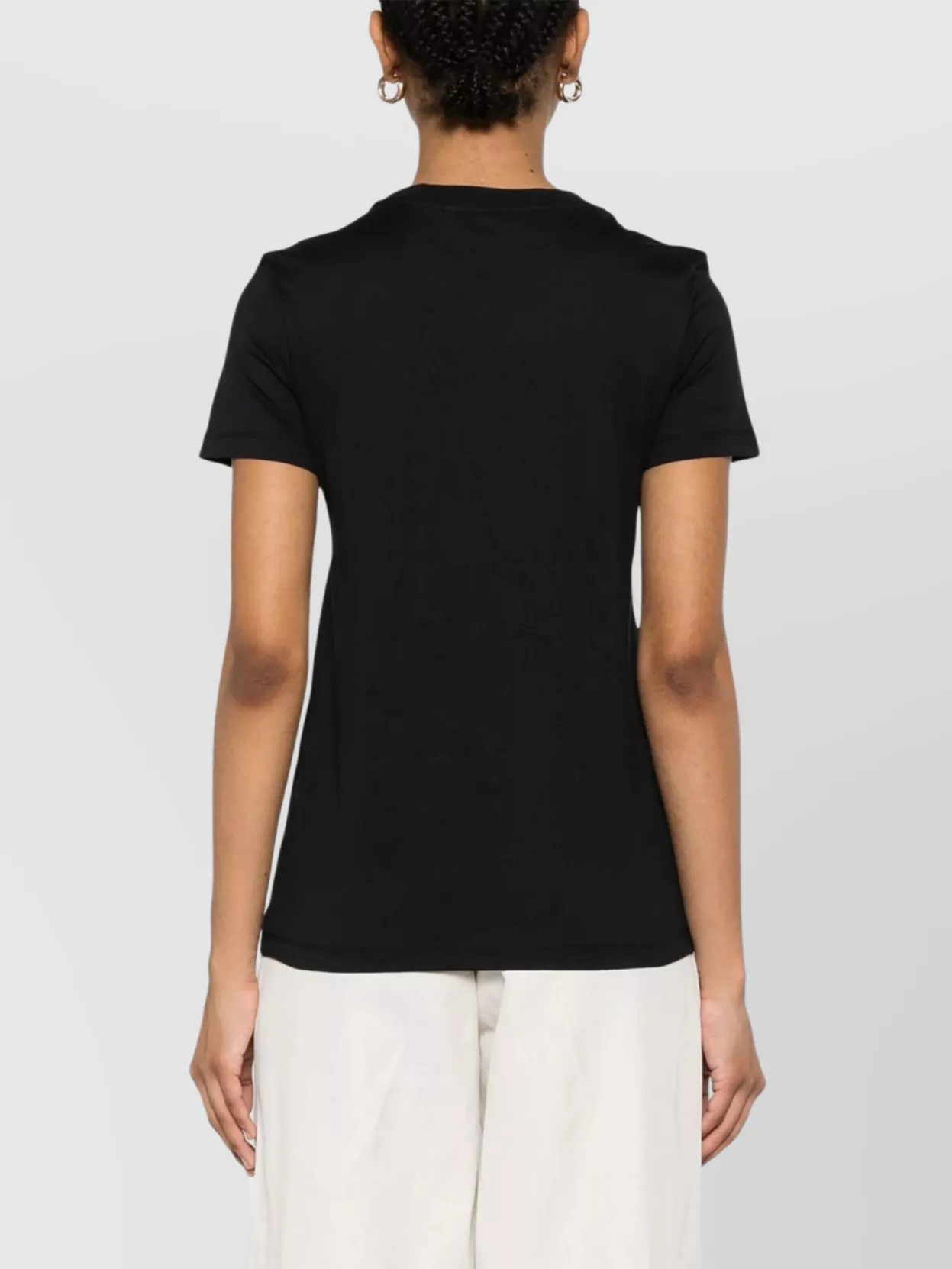 Max Mara Graphic Print Crew Neck Short Sleeve Top In Black