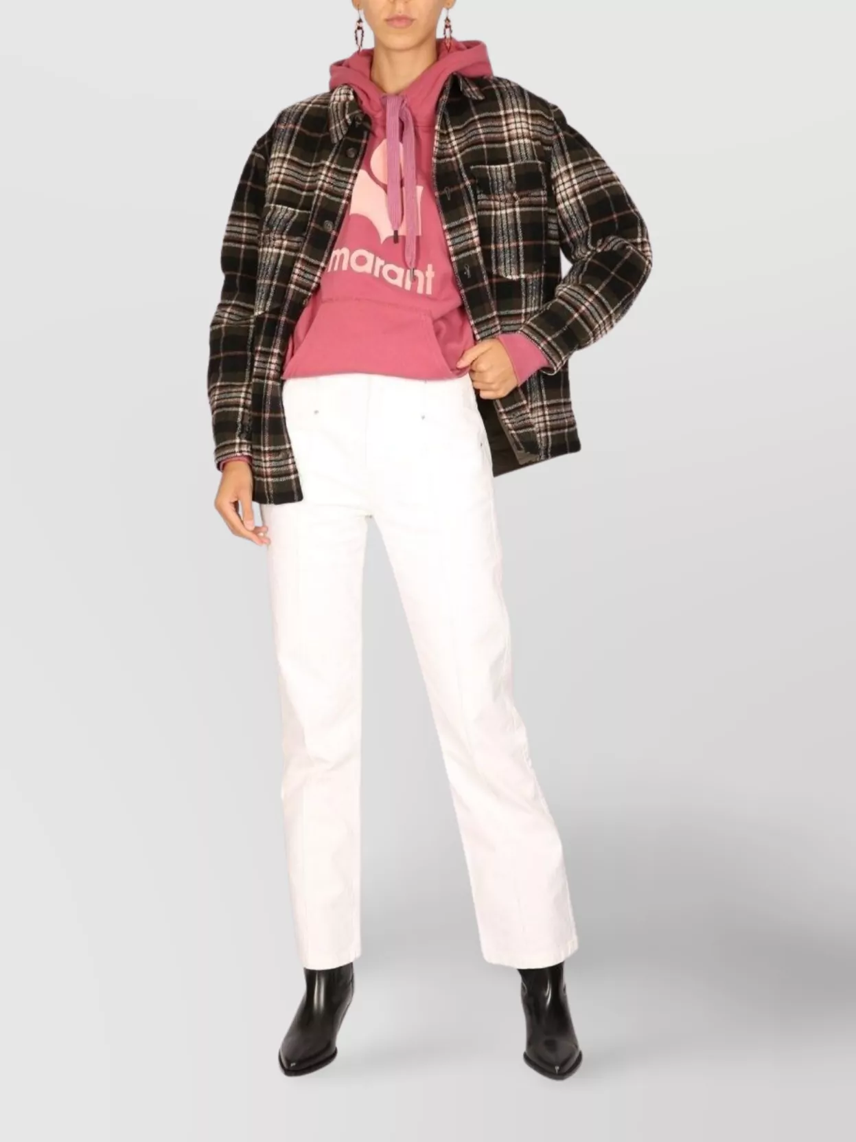 Isabel Marant Étoile Plaid Hooded Jacket Chest Pockets
