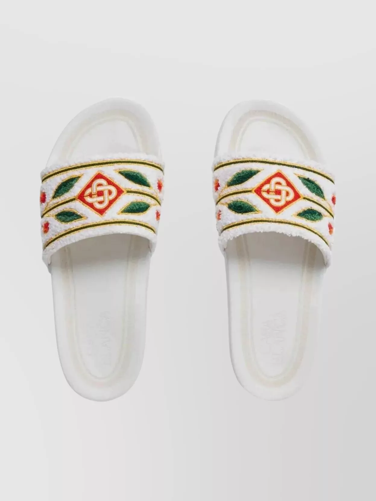 Casablanca Embroidered Strap Flat Sole Slide