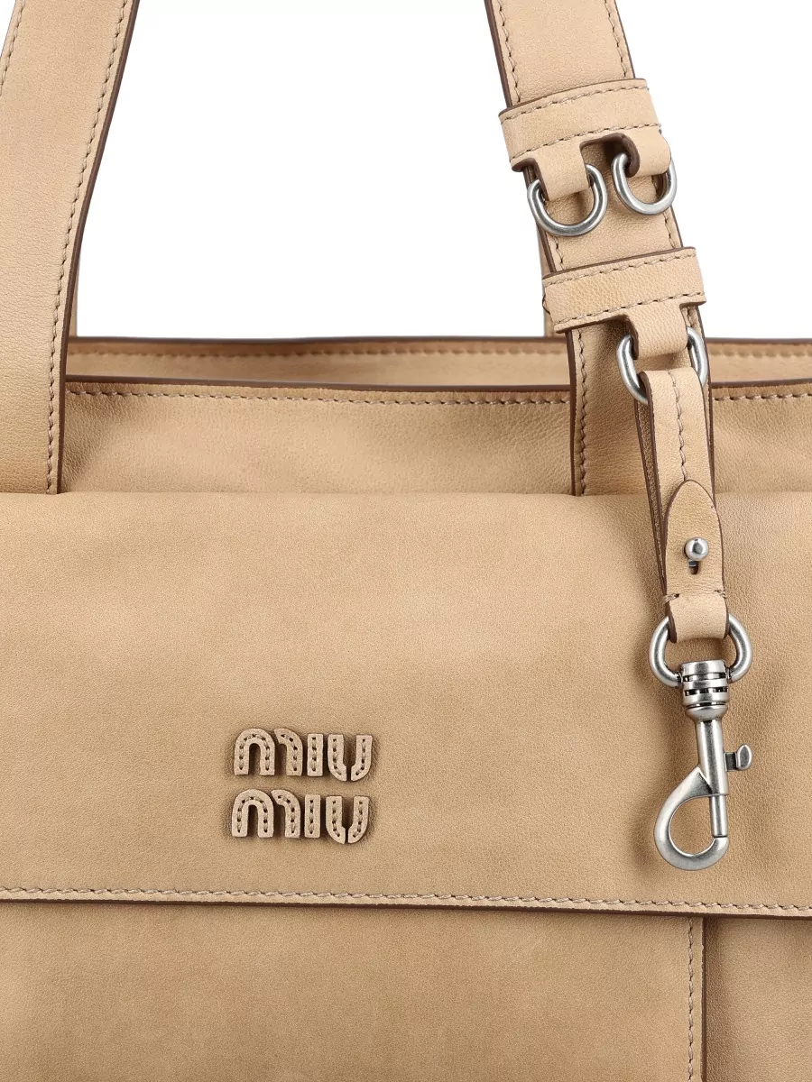 Miu Miu Pocket Leather Tote Bag