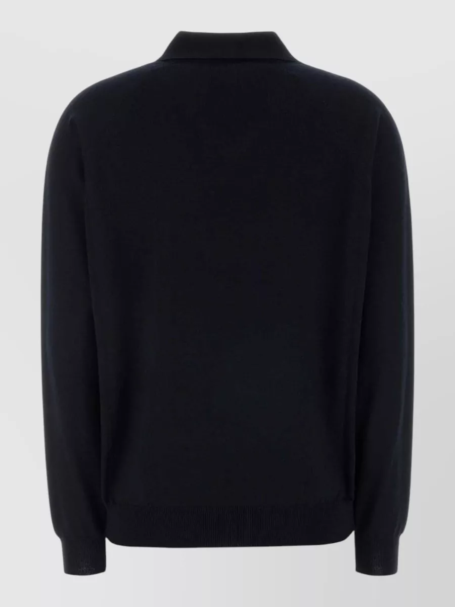 Miu Miu Wool Fine-Knit Long-Sleeve Polo Sweater