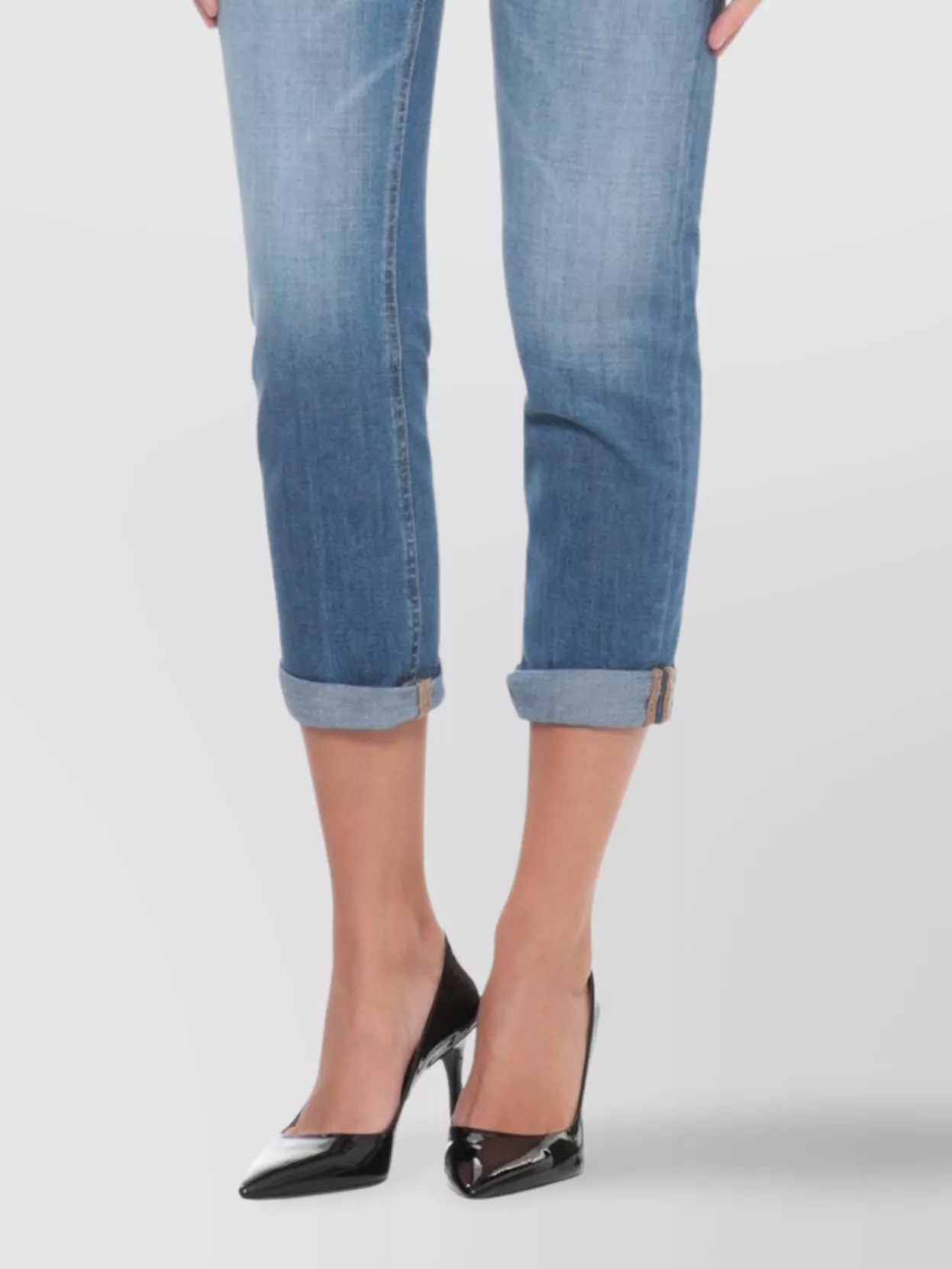 Dondup Straight Leg Denim Trousers With Rolled Cuffs