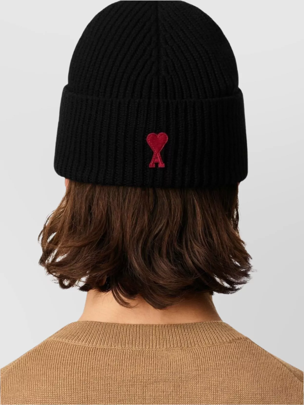Ami Alexandre Mattiussi Wool Beanie With Ribbed Knit Design