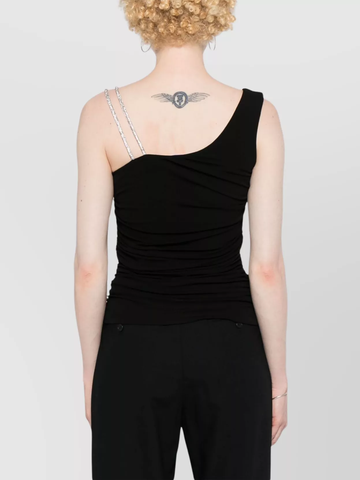 Off-White Draped Crystal Crepe Top