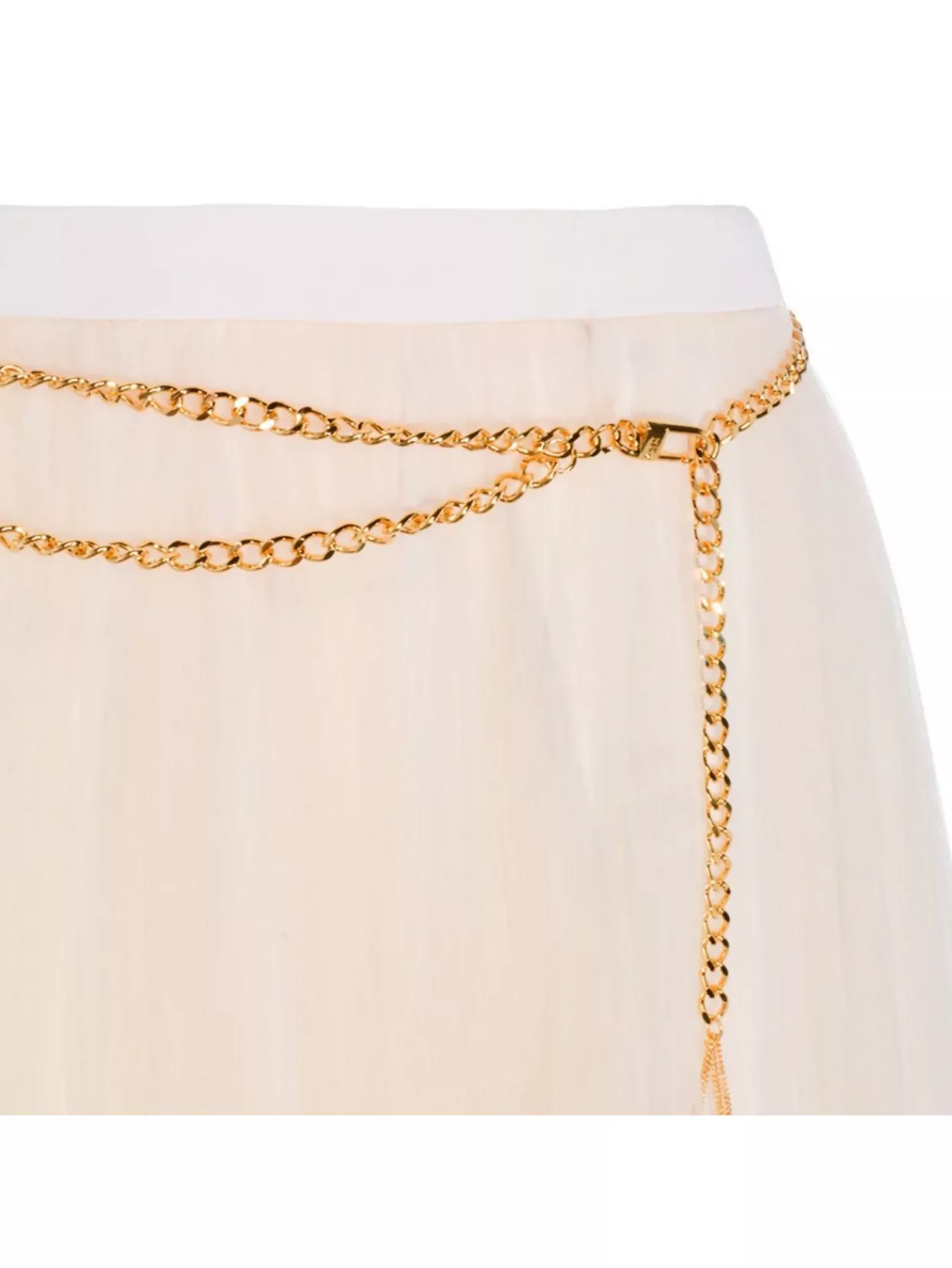 Elisabetta Franchi Midi Skirt With Pleats And Chain Detail