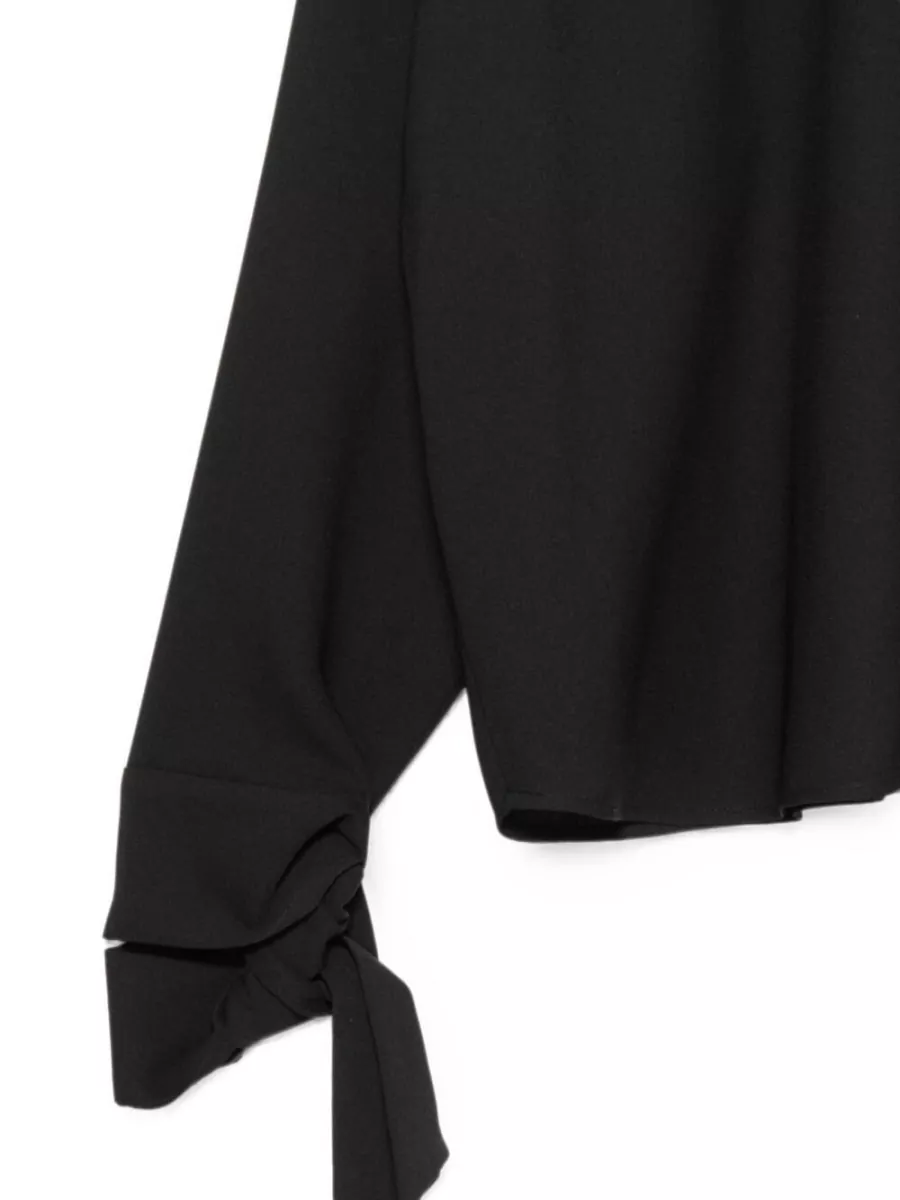 Emporio Armani Crepe High-Neck Long-Sleeve Blouse
