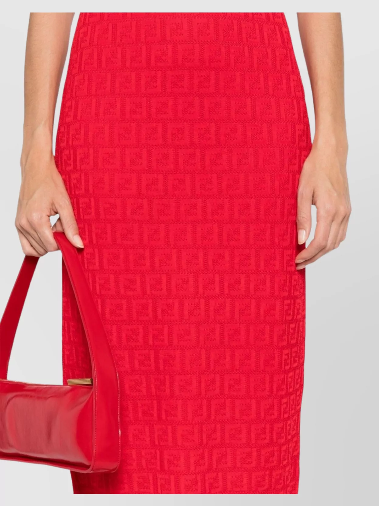 Fendi Crew Neck Knee-Length Dress With Textured Pattern