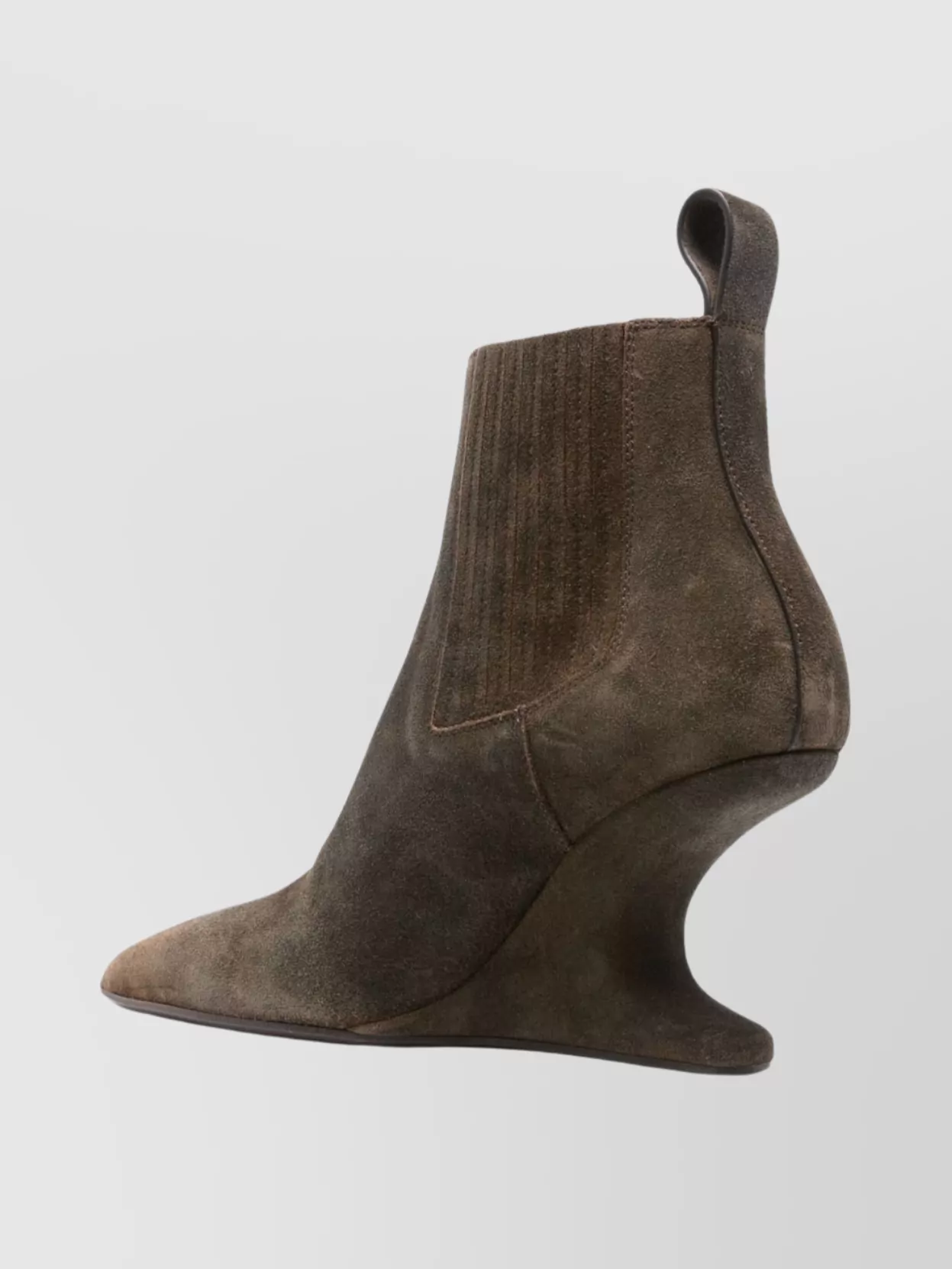 Rick Owens Sculptural Suede Ankle Boots With Pointed Toe