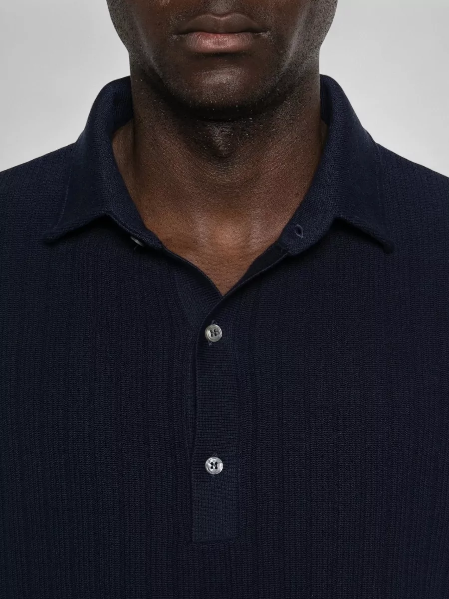 Lardini Ribbed Knit Long-Sleeve Polo Shirt