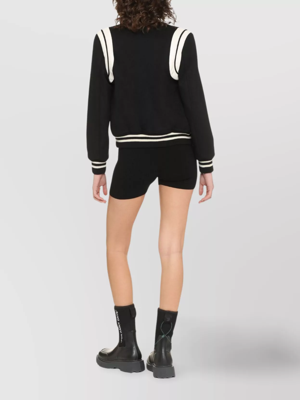 SAINT LAURENT STRIPED BOMBER JACKET WITH RIBBED KNIT EDGES