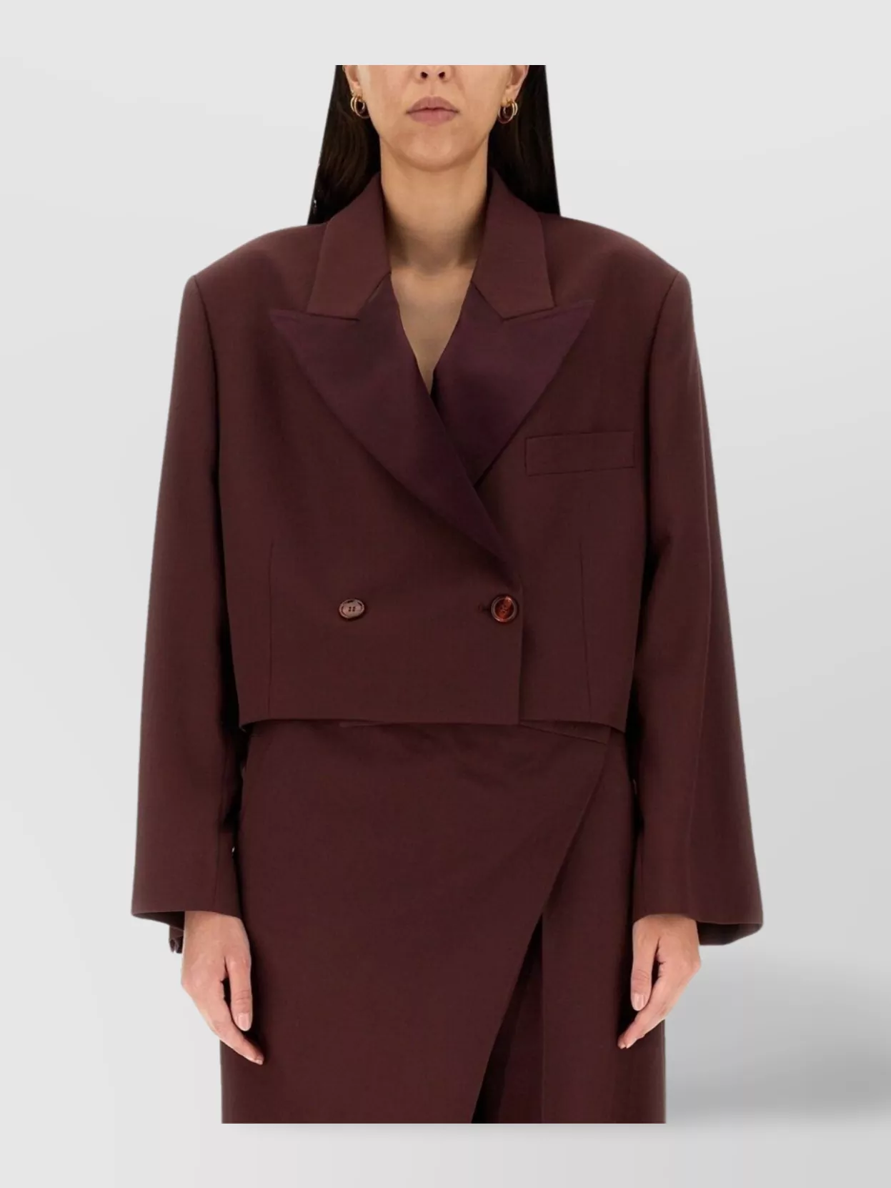 Acne Studios Double Breasted Cropped Wool Blend Jacket