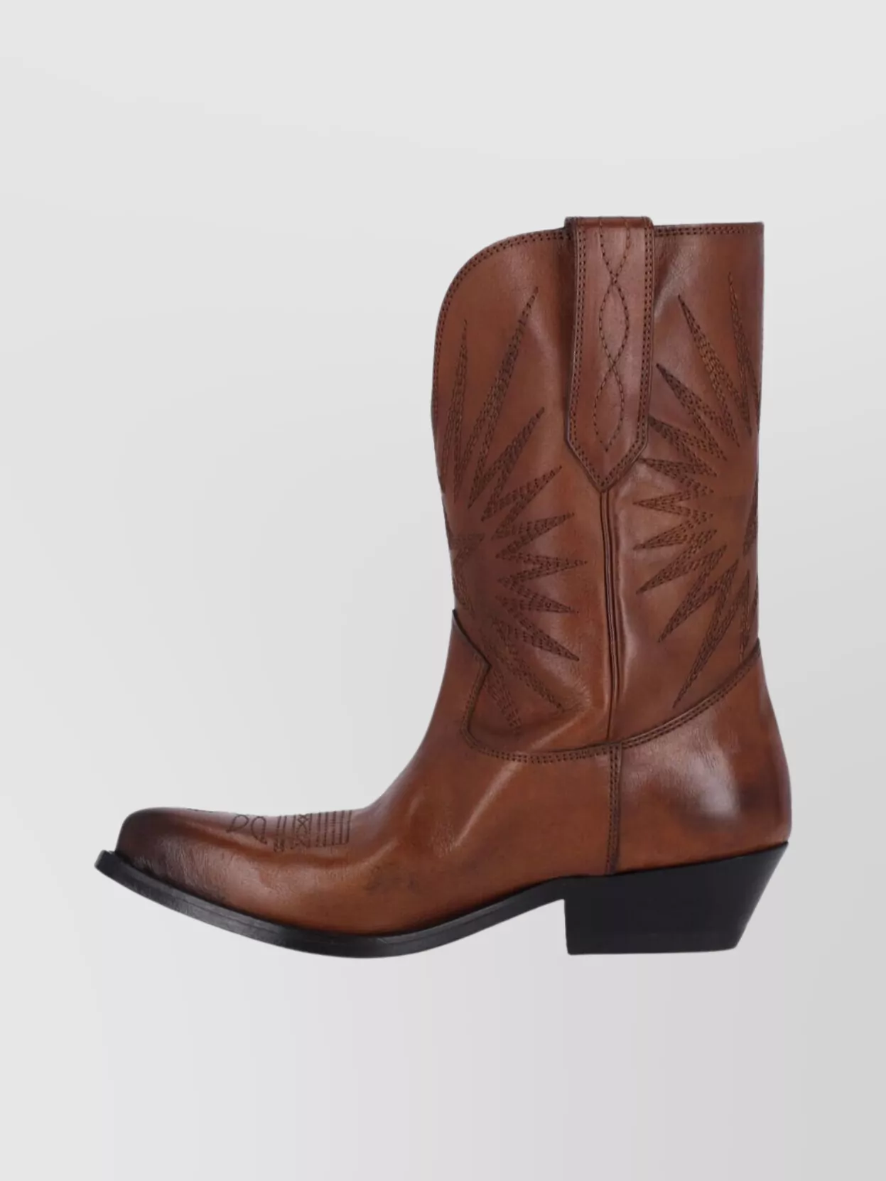 Golden Goose Stylish Cuban Heel Ankle Boots With Embroidery