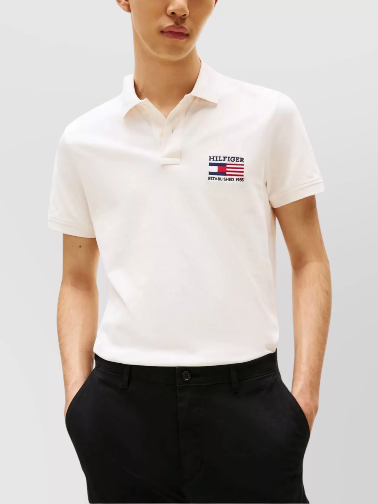 Tommy Hilfiger Flag Polo Shirt With Short Sleeves And Slits