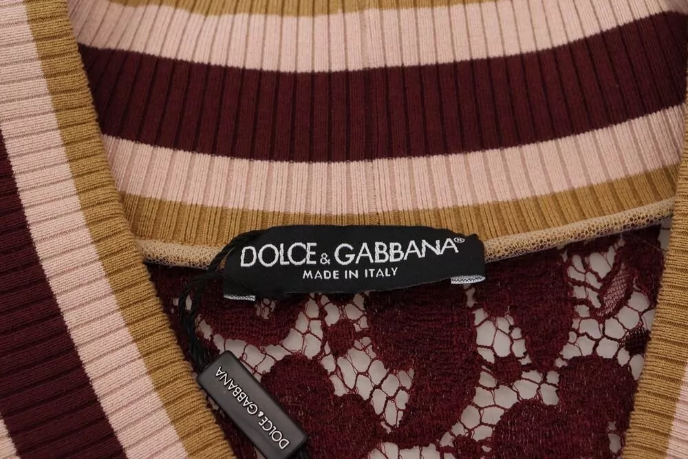 Dolce&Gabbana Lace V-Neck Long-Sleeve Pullover Sweater
