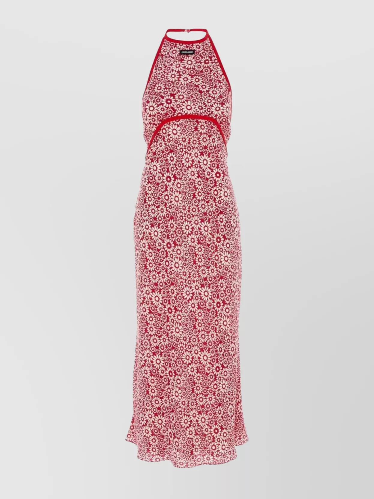 Miu Miu Floral Silk Maxi Dress With Halter Neck In Pink