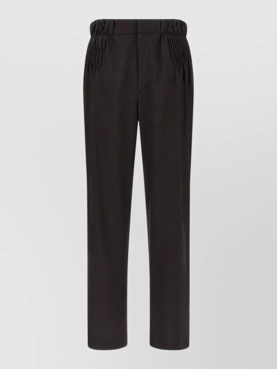 Kiko Kostadinov virgin wool smocked wide-leg straight-leg trousers