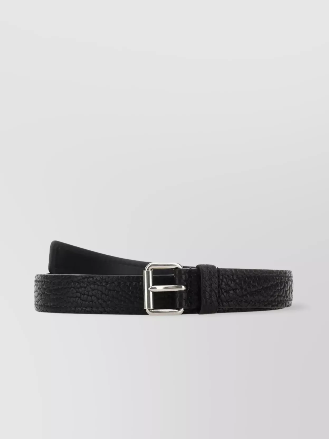 Shop Prada Leather Belt Adjustable Fit Pebble Texture Silver Buckle Loop