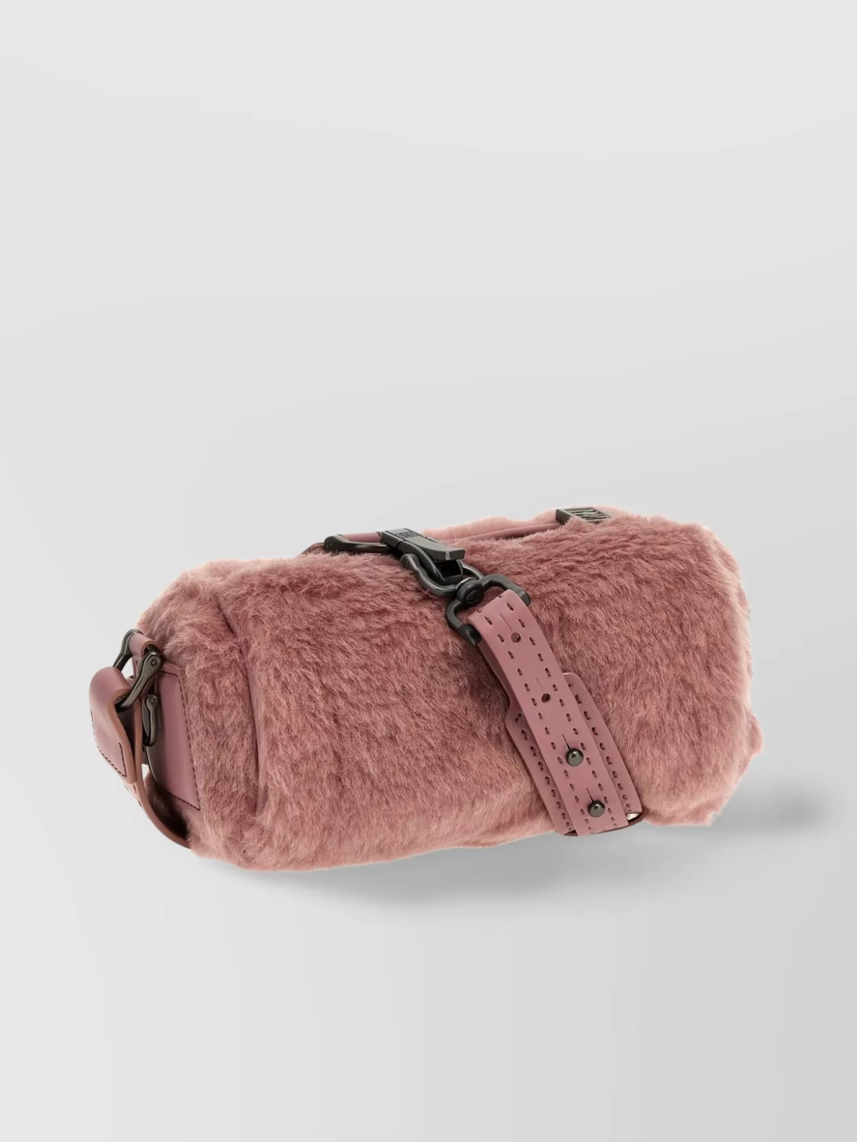 Max Mara Small Faux Fur Cross-body Bag With Top Handle In Pink