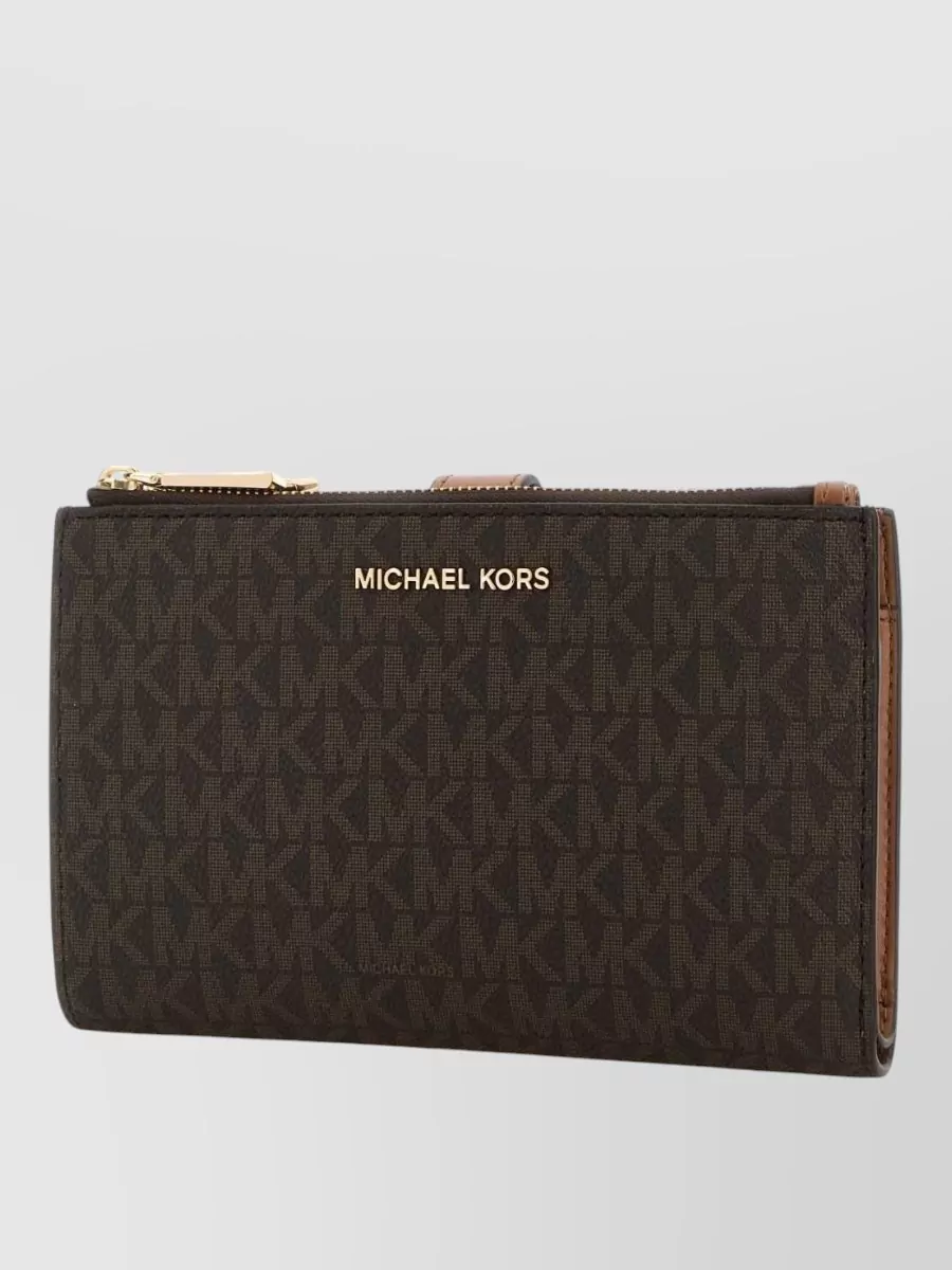 Michael Kors Monogram Patterned Canvas Wallet Accessory In Brown