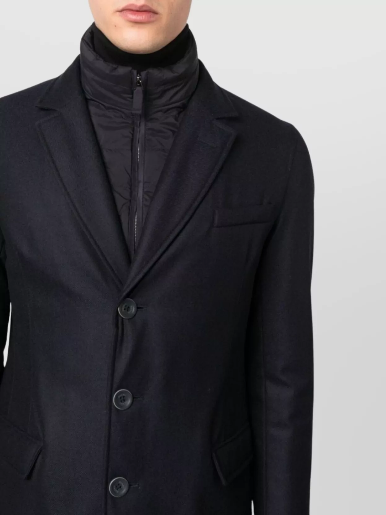 Herno Durable Long Sleeve Coat With Notched Lapels