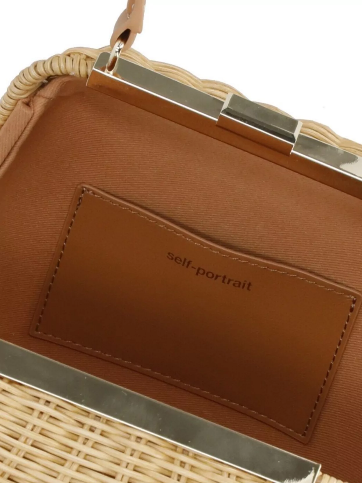 Self-Portrait Rattan Bucket Bag Gold Hardware