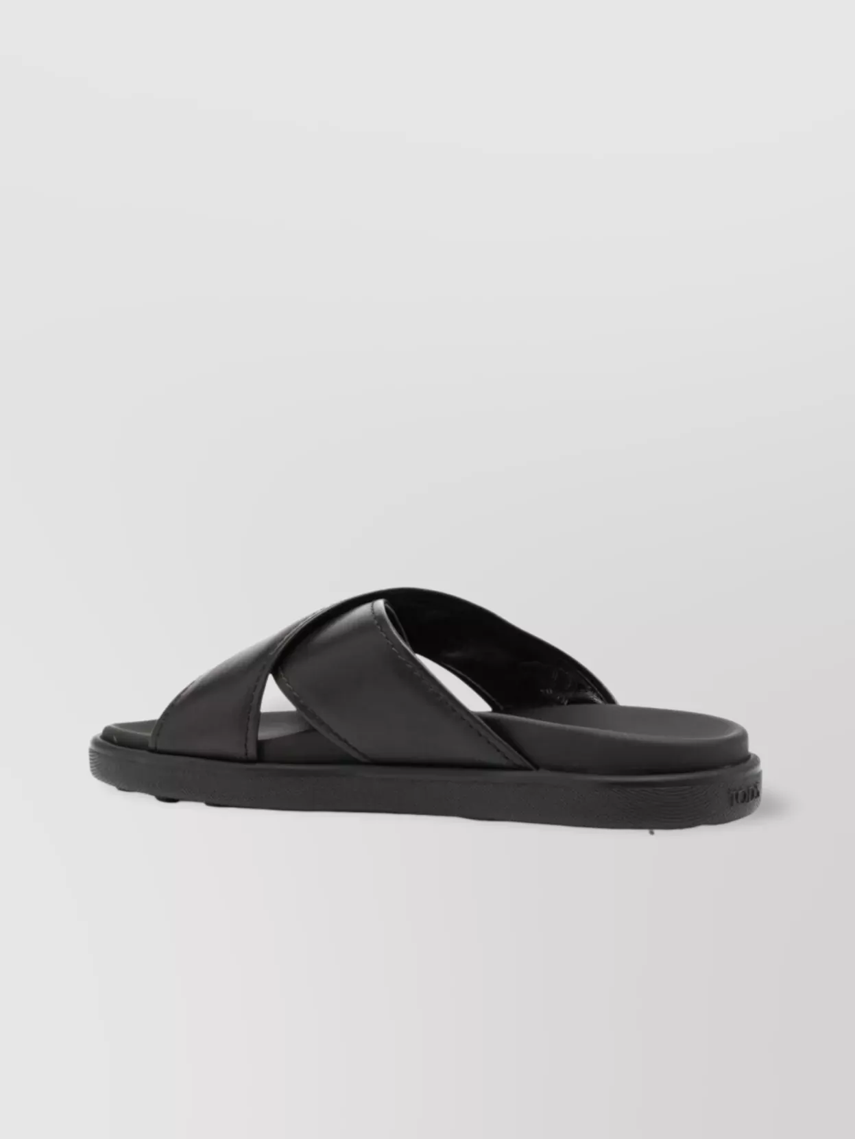 Tod's Slides Cross Strap Flat Sole Open Toe In Black