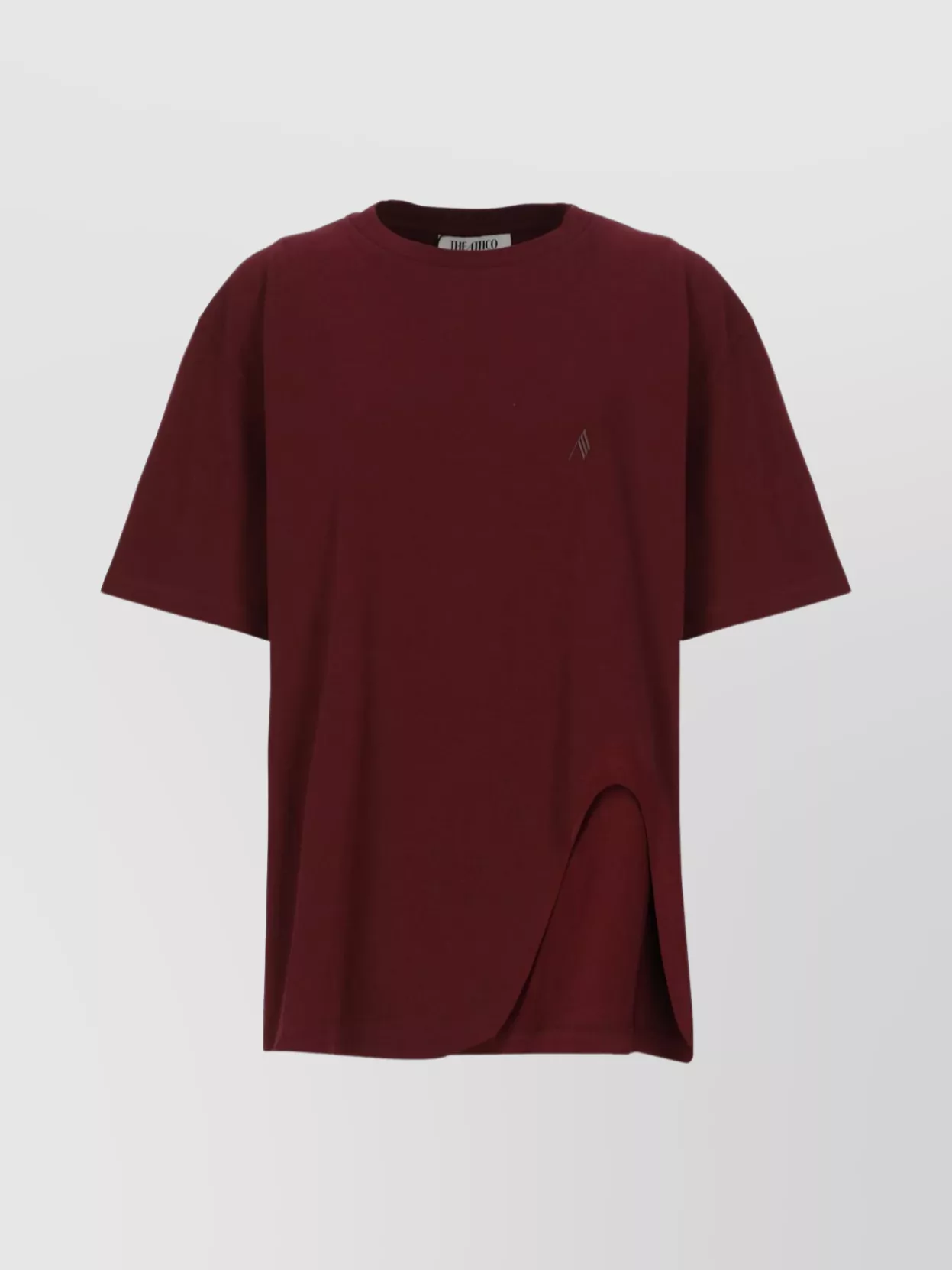 Attico Short Sleeves With Asymmetric Hem And Embroidered Detail In Burgundy