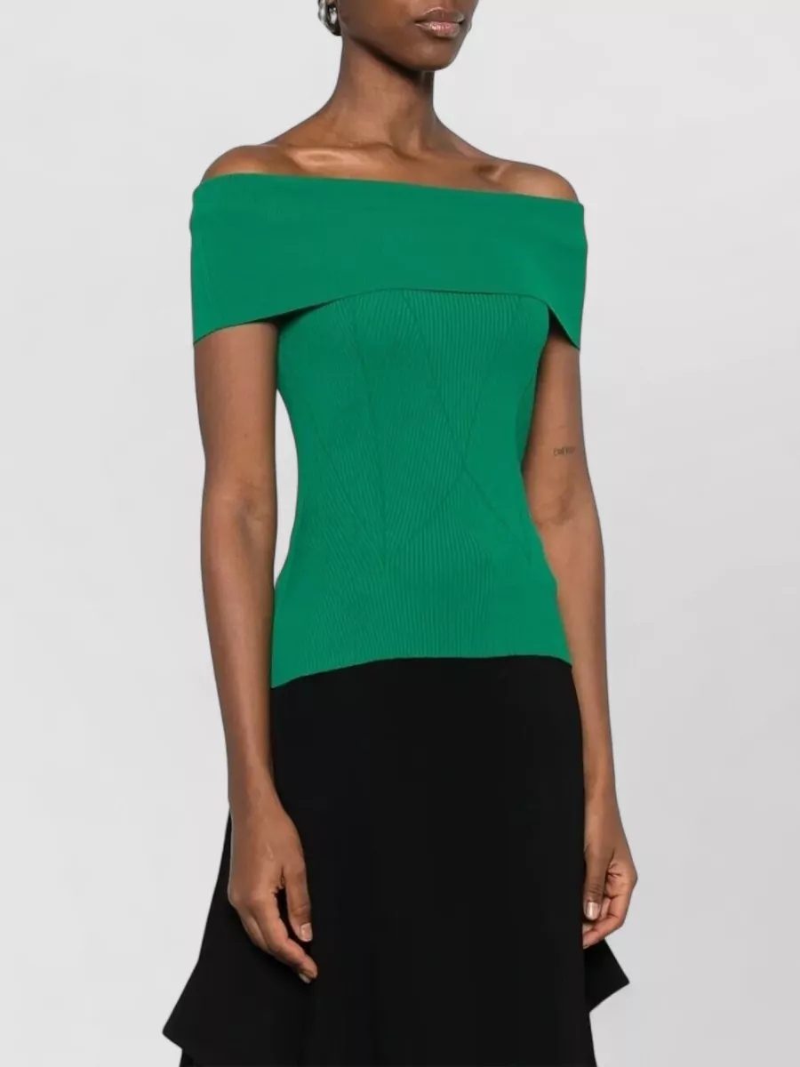 Givenchy Off Shoulder Cotton Top Ribbed Detail