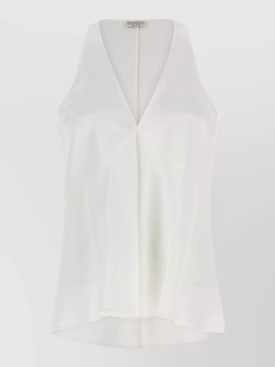 Brunello Cucinelli Silk v-neck sleeveless top