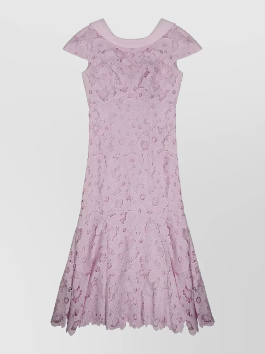 Self-Portrait lace fitted open-back midi dress