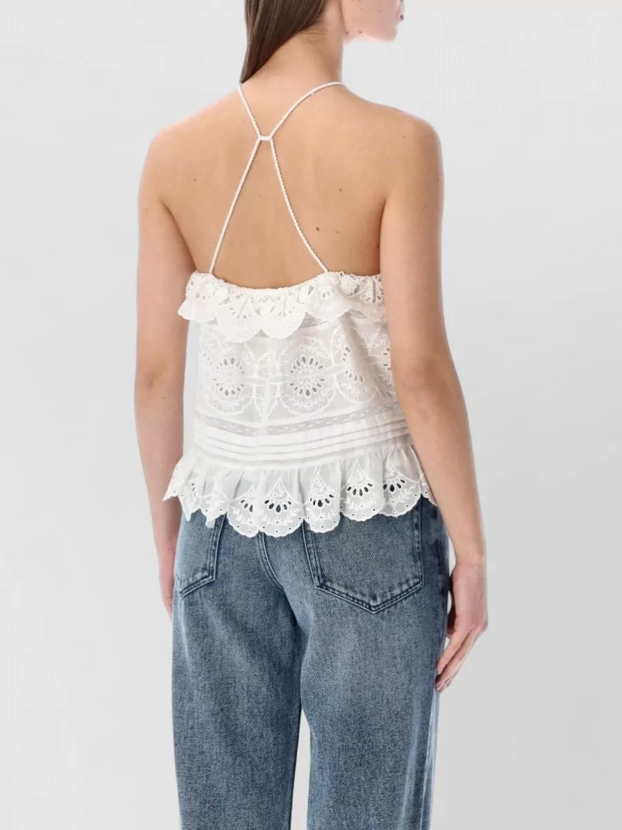 Isabel Marant Etoile Cotton Ruffled Halterneck Top