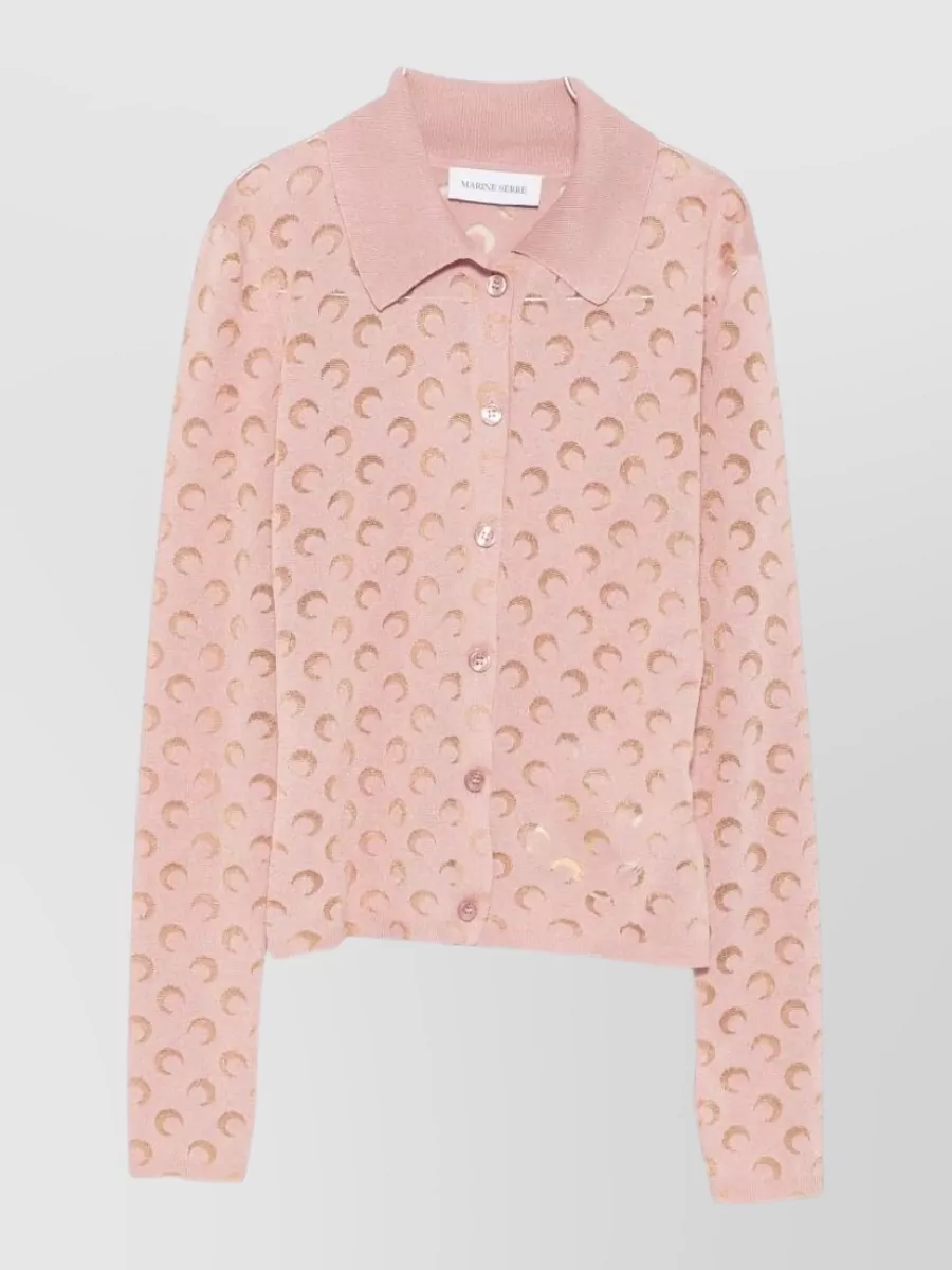 Marine Serre Ribbed moon pattern cardigan