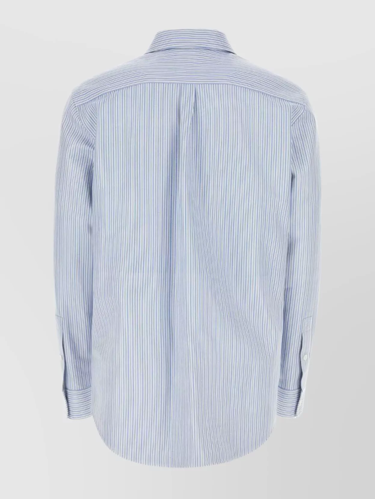Bottega Veneta Striped Leather Shirt Cuffed Sleeves In Blue